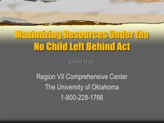Maximizing Resources Under the No Child Left Behind Act