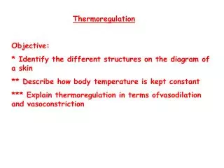 Thermoregulation Objective: * Identify the different structures on the diagram of a skin
