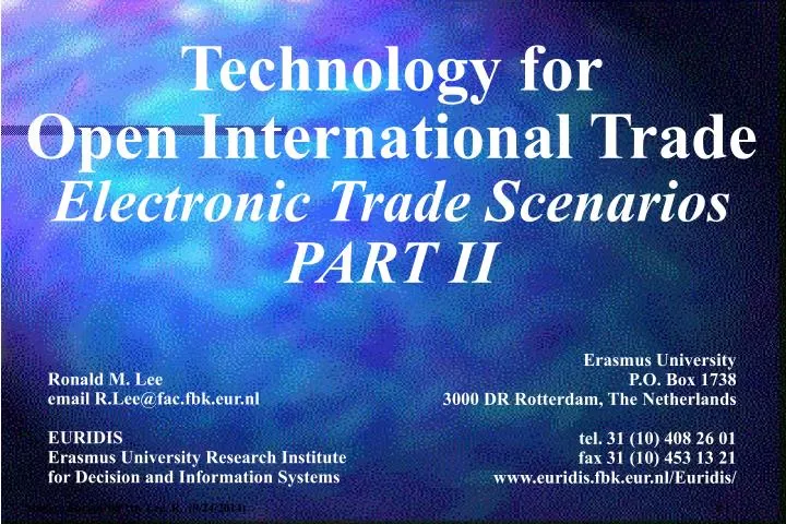 technology for open international trade electronic trade scenarios part ii