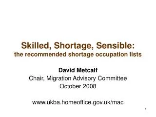 Skilled, Shortage, Sensible: the recommended shortage occupation lists