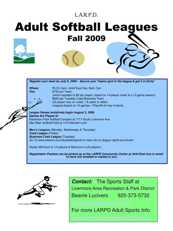 l a r p d adult softball leagues fall 2009