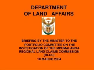 DEPARTMENT OF LAND AFFAIRS