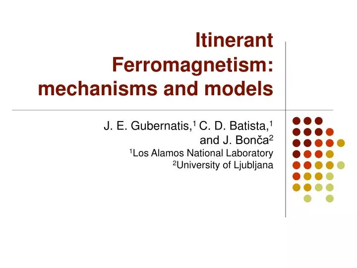 itinerant ferromagnetism mechanisms and models