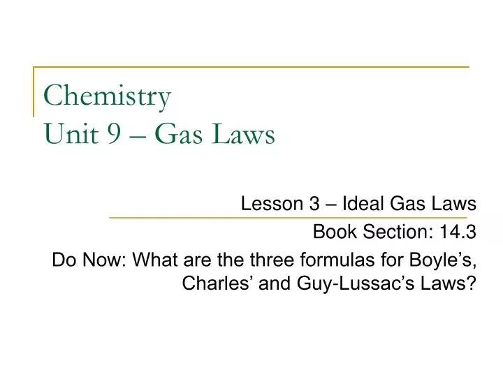 chemistry unit 9 gas laws