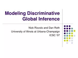 Modeling Discriminative Global Inference