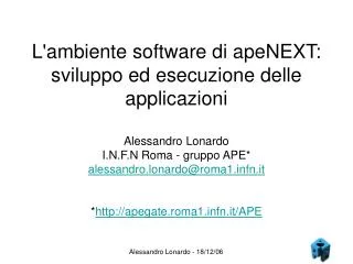 L'ambiente software di apeNEXT: sviluppo ed esecuzione delle applicazioni