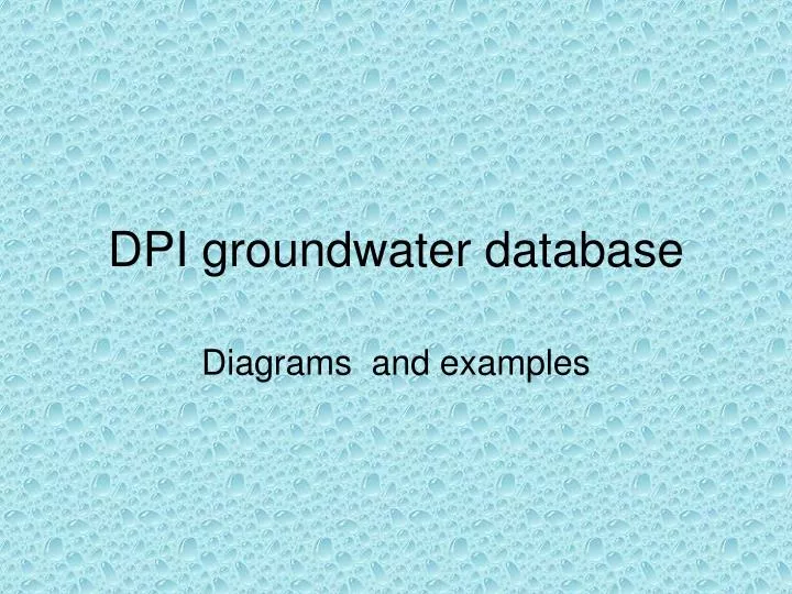 dpi groundwater database