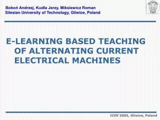 E-LEARNING BASED TEACHING OF ALTERNATING CURRENT ELECTRICAL MACHINES