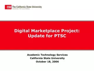 Digital Marketplace Project: Update for PTSC