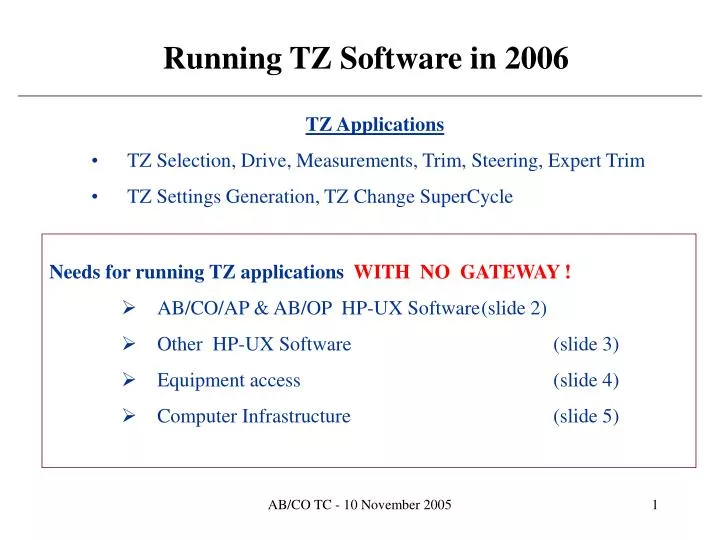 running tz software in 2006