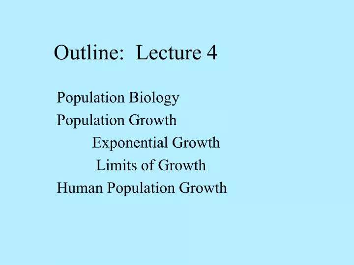 outline lecture 4