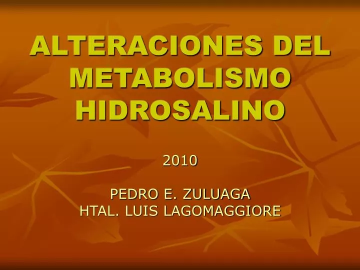 alteraciones del metabolismo hidrosalino