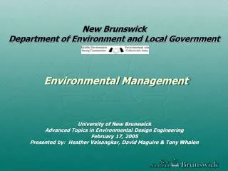 New Brunswick Department of Environment and Local Government