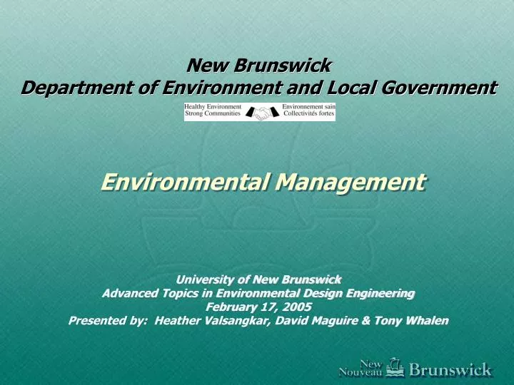 new brunswick department of environment and local government