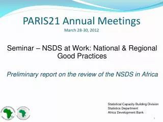 PARIS21 Annual Meetings March 28-30, 2012