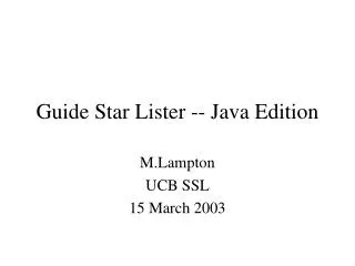 Guide Star Lister -- Java Edition