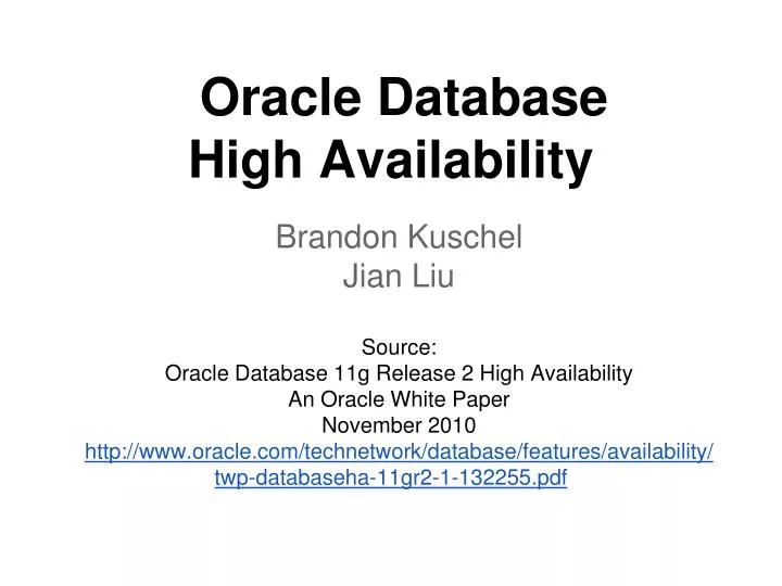 oracle database high availability