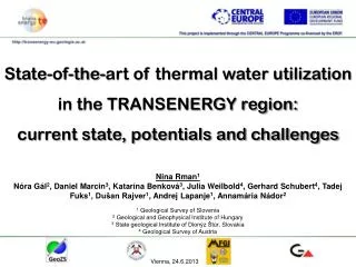 State-of - the - art of thermal water utilization in the TRANSENERGY region: