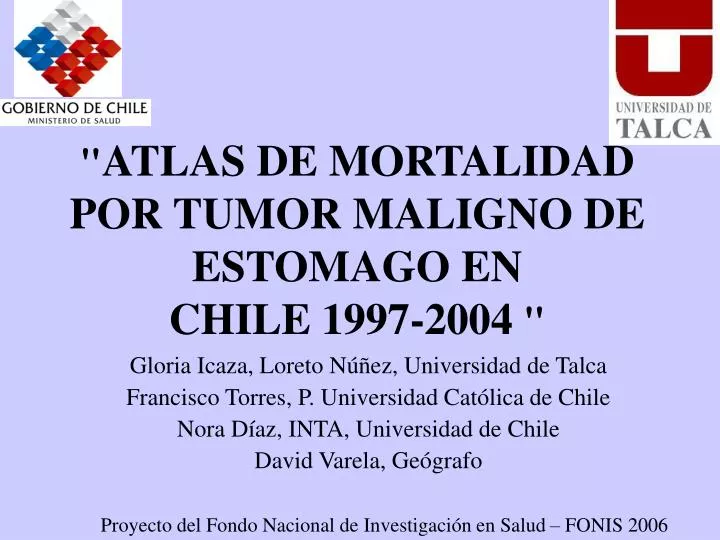 atlas de mortalidad por tumor maligno de estomago en chile 1997 2004