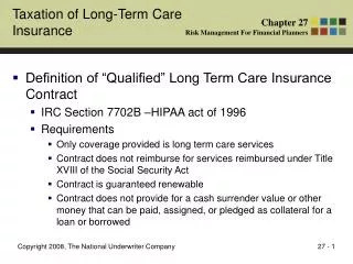 Taxation of Long-Term Care Insurance
