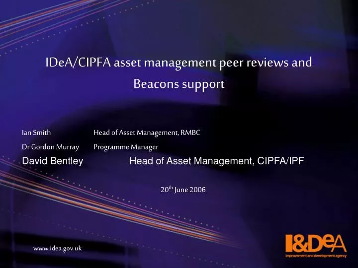 idea cipfa asset management peer reviews and beacons support