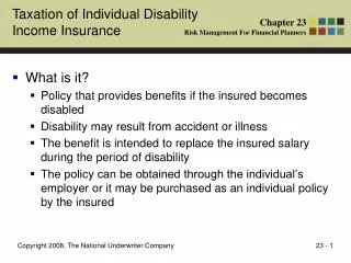 Taxation of Individual Disability Income Insurance