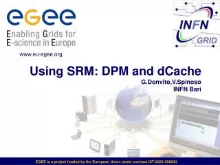 Using SRM: DPM and dCache G.Donvito,V.Spinoso INFN Bari