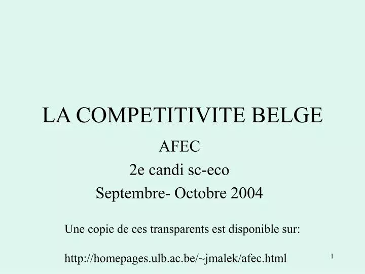 la competitivite belge