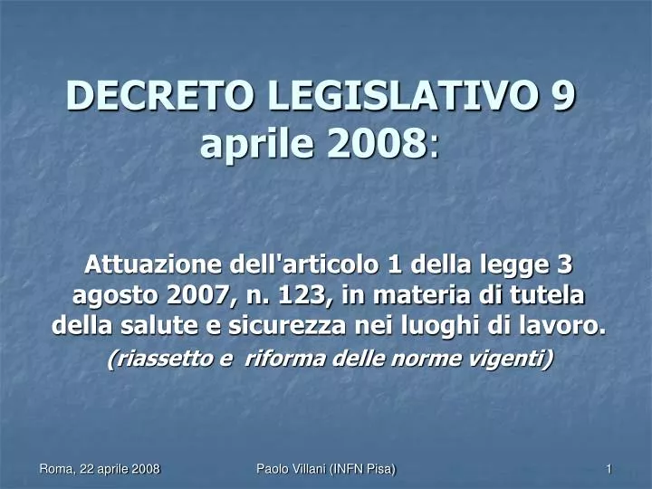 decreto legislativo 9 aprile 2008