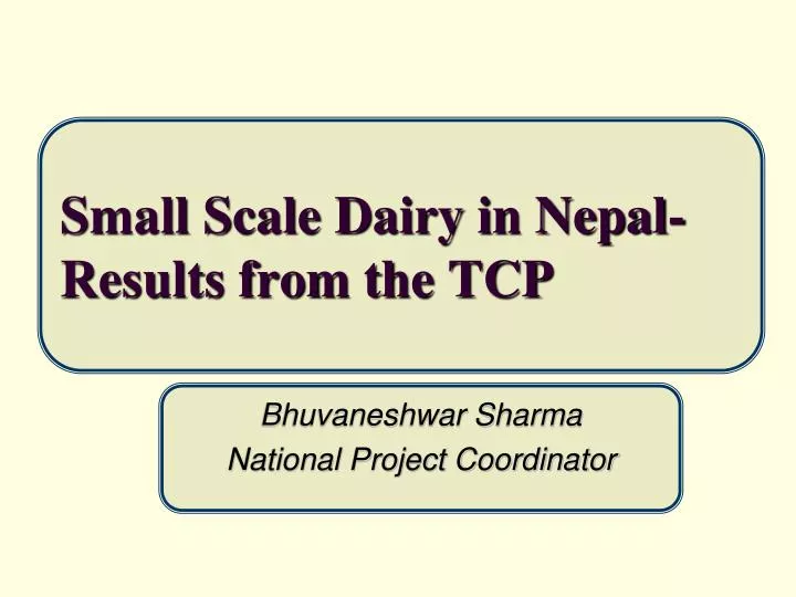small scale dairy in nepal results from the tcp