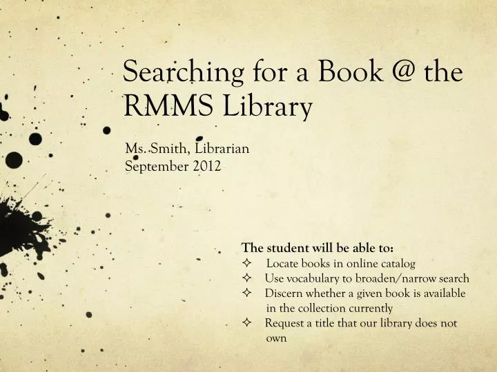 searching for a book @ the rmms library