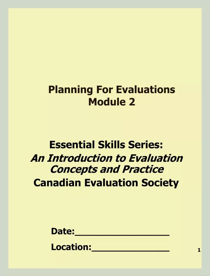 planning for evaluations module 2