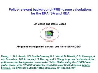 Policy-relevant background (PRB) ozone calculations for the EPA ISA and REA
