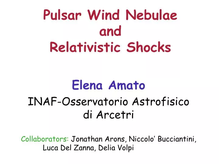 pulsar wind nebulae and relativistic shocks
