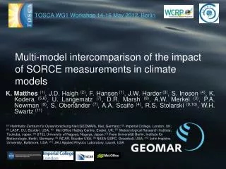 Multi-model intercomparison of the impact of SORCE measurements in climate models