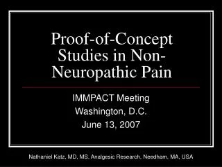 Proof-of-Concept Studies in Non-Neuropathic Pain