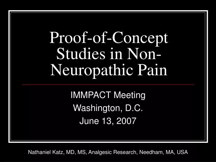 proof of concept studies in non neuropathic pain