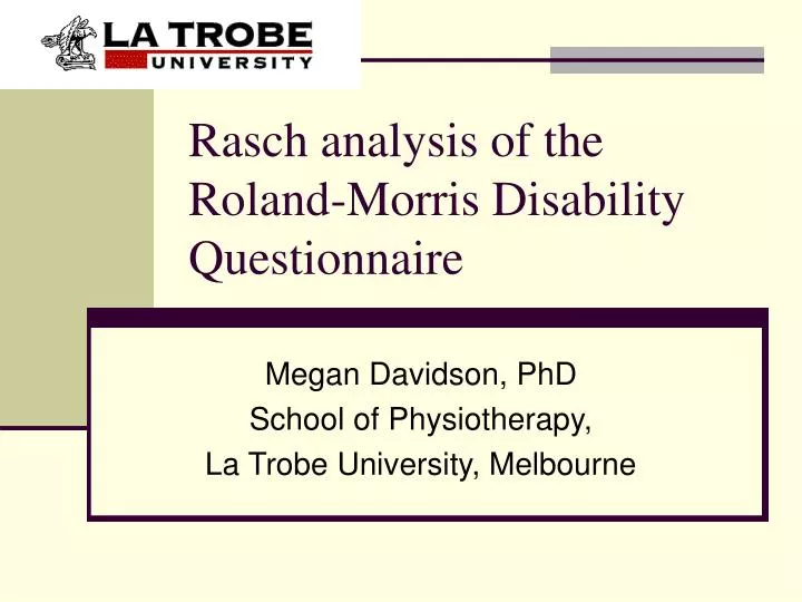 rasch analysis of the roland morris disability questionnaire