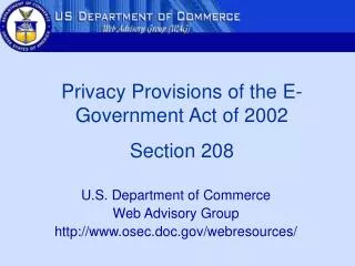 U.S. Department of Commerce Web Advisory Group osec.doc/webresources/