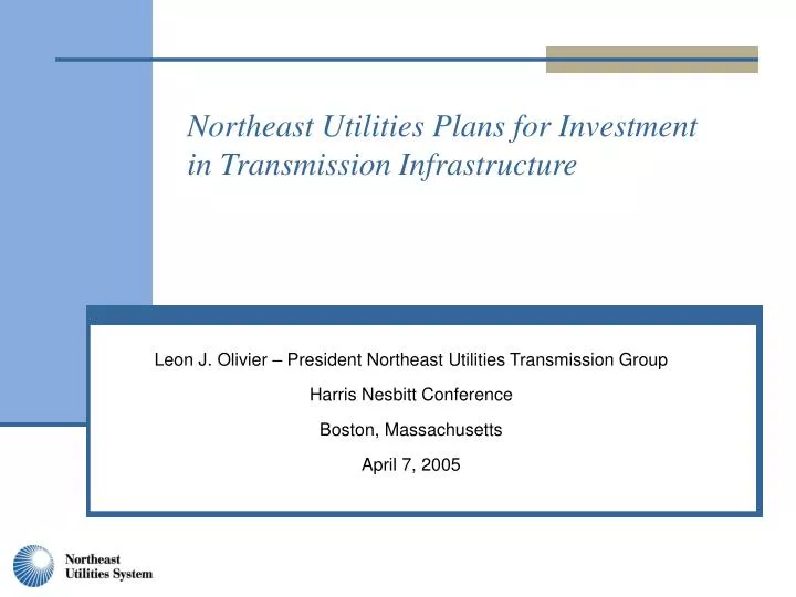 northeast utilities plans for investment in transmission infrastructure