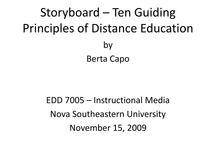 storyboard ten guiding principles of distance education