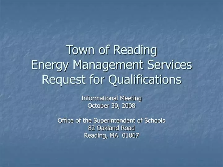 town of reading energy management services request for qualifications
