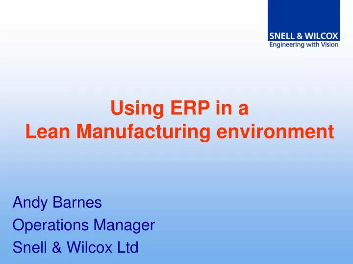 using erp in a lean manufacturing environment