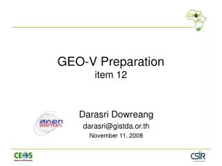 GEO-V Preparation item 12
