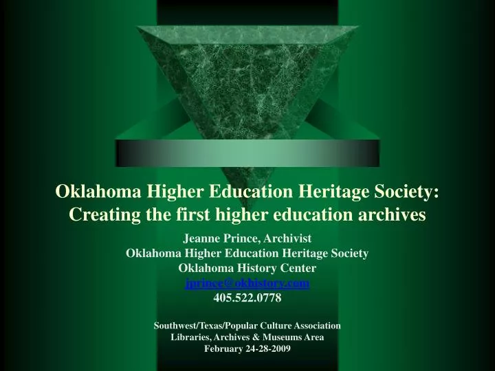 oklahoma higher education heritage society creating the first higher education archives