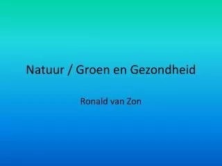 natuur groen en gezondheid