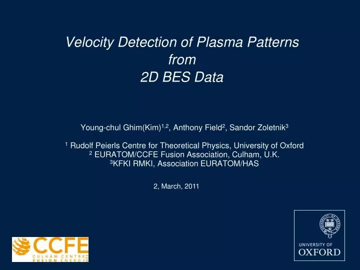 velocity detection of plasma patterns from 2d bes data