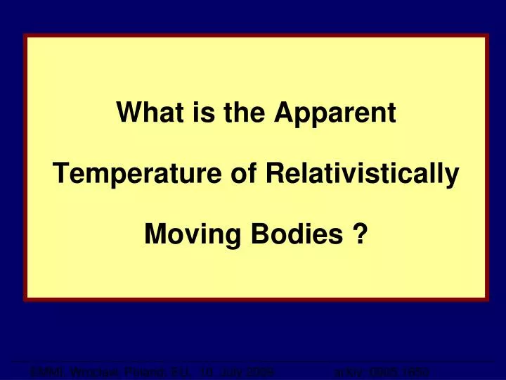what is the apparent temperature of relativistically moving bodies