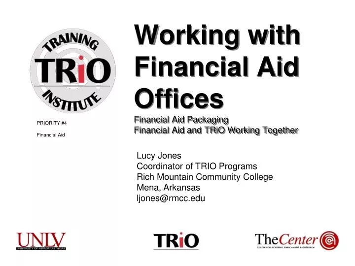 working with financial aid offices financial aid packaging financial aid and trio working together