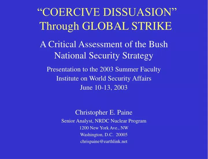 coercive dissuasion through global strike